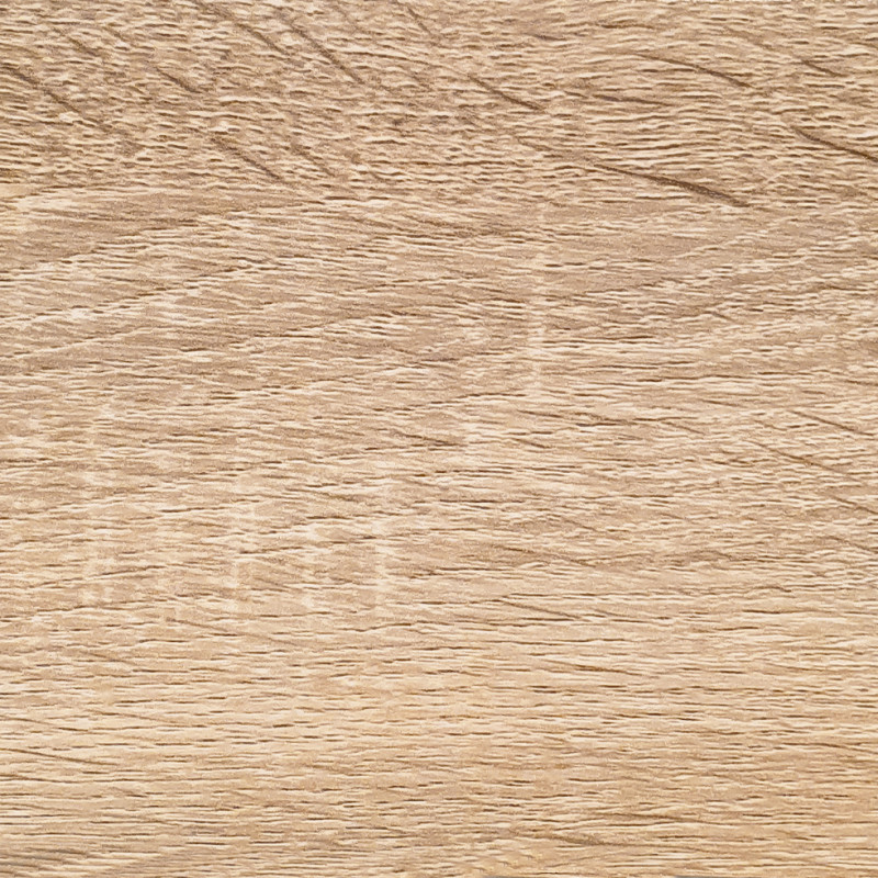 Meuble TV verre trempé et plateau bois décor chêne sur roulettes - ICE
