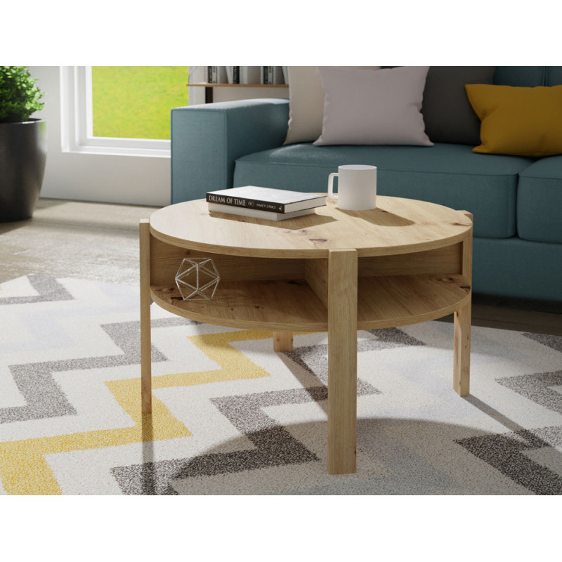 Table d'appoint 45,5 cm x 74,4 cm décor bois chêne artisan - ROZALY