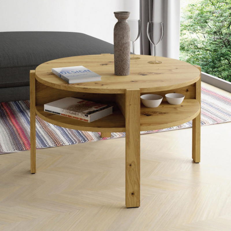 Table d'appoint 45,5 cm x 74,4 cm décor bois chêne artisan - ROZALY