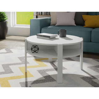 Table d'appoint H. 45,5 cm x D. 74,4 cm ronde décor blanc uni - ROZALY
