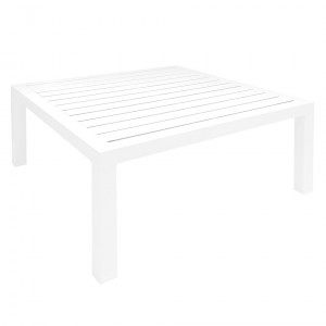 Table basse de jardin carrée avec structure en aluminium laqué blanc - Style bord de mer épuré – TIARE