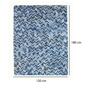 Tapis 120x180 coton bleu design géométrique patchwork chevrons - VALI