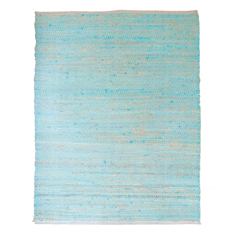 Tapis 120x180 bleu en coton et chanvre fibre tressée naturelle - DEVI