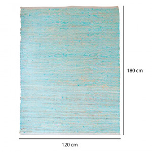 Tapis 120x180 bleu en coton et chanvre fibre tressée naturelle - DEVI