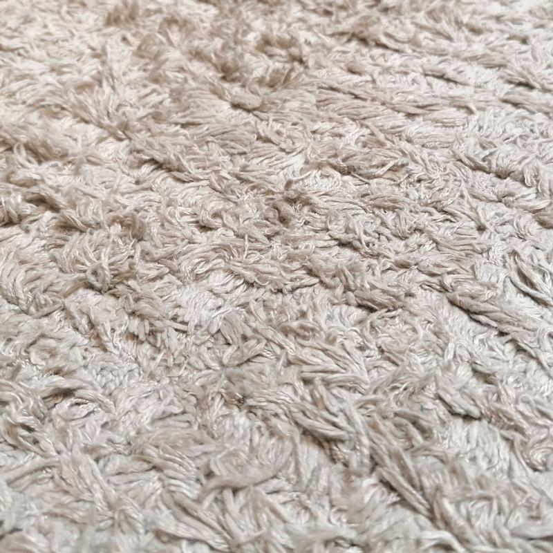 Tapis 120 x 180 cm beige clair en coton poils longs tout doux - JALNA