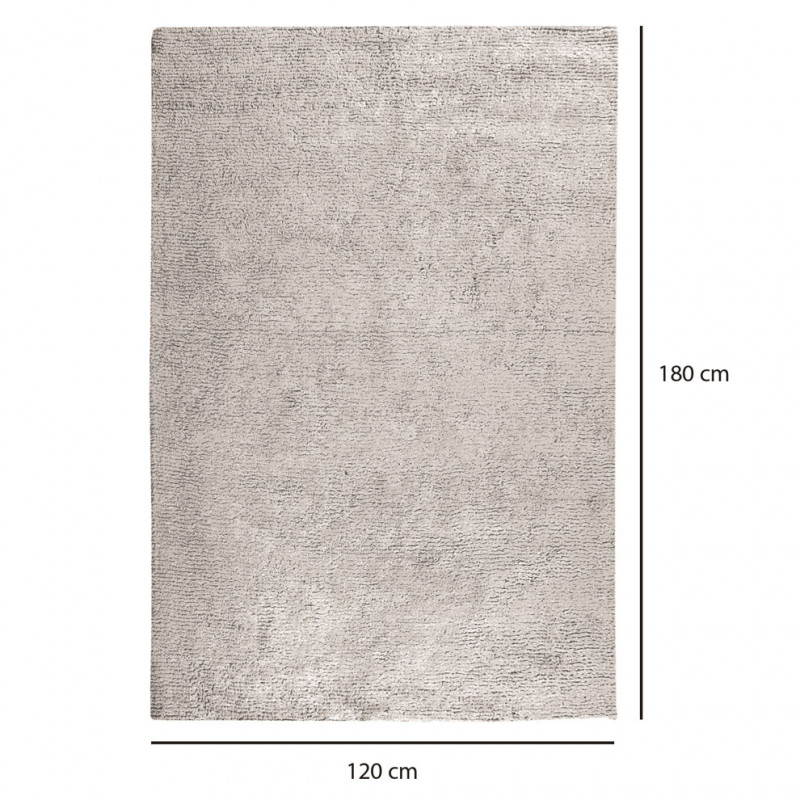 Tapis 120 x 180 cm beige clair en coton poils longs tout doux - JALNA