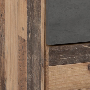 Table de chevet revêtement effet bois vintage et béton gris - BUCKY