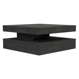 Table basse carrée plateau rotatif décor béton gris anthracite – WILLO