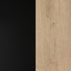 Buffet L151 cm décor noir et effet chêne avec poignées noir - MODE