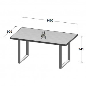 Table de repas L140 cm plateau chêne clair pieds métal noir - JURA 02