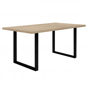 Table de repas L160 cm plateau chêne clair pieds métal noir - JURA 02