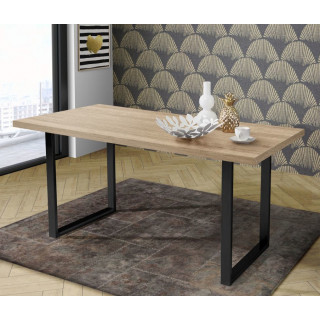 Table de repas L160 cm plateau chêne clair pieds métal noir - JURA 02