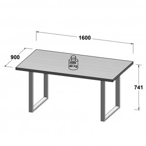Table de repas L160 cm plateau chêne clair pieds métal noir - JURA 02