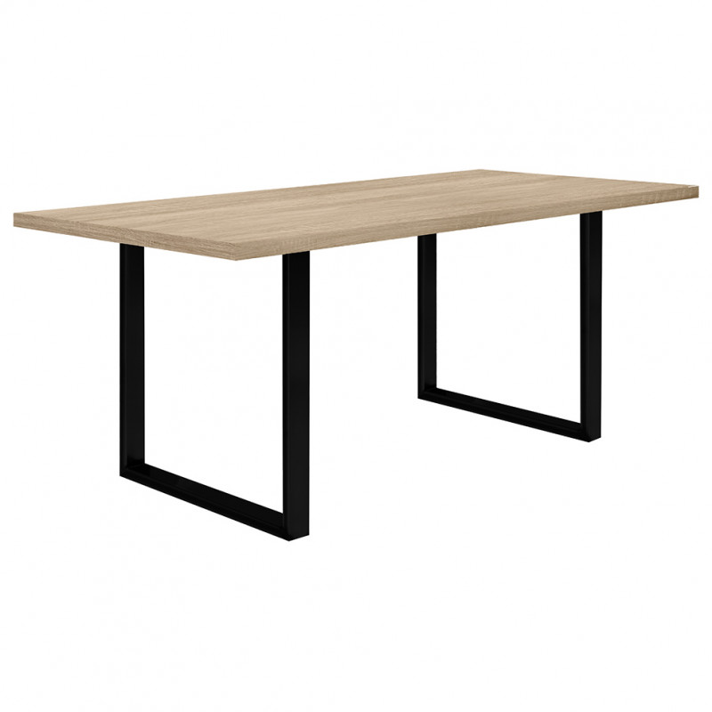 Table de repas L180 cm plateau chêne clair pieds métal noir - JURA 02