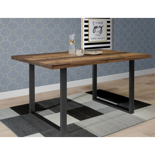 Table de repas L160 cm plateau vintage et pieds métal noir - MARNE 02