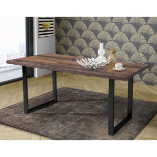 Table de repas L180 cm plateau vintage et pieds métal noir - MARNE 02