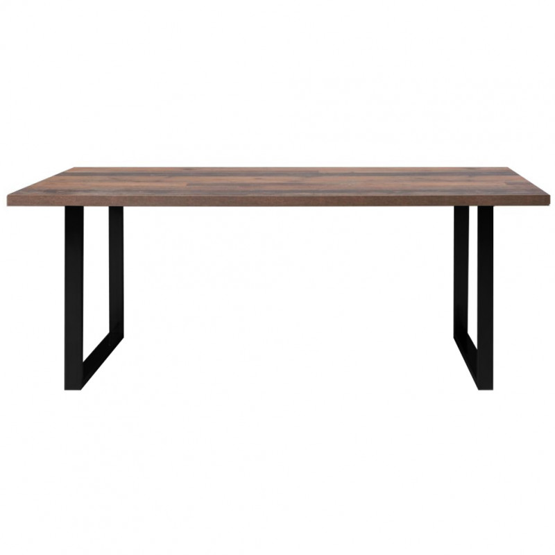 Table de repas L180 cm plateau vintage et pieds métal noir - MARNE 02