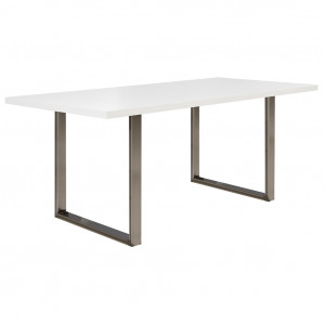 Table de repas L180 cm plateau blanc et pieds luge métal - LOIRE 01