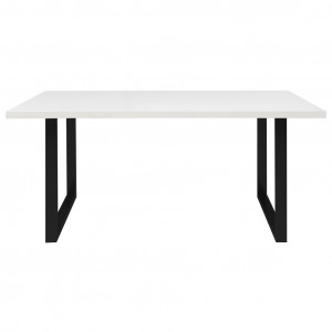 Table de repas L160 cm plateau blanc pieds luge métal noir - LOIRE 02