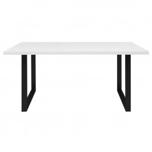 Table de repas L180 cm plateau blanc pieds luge métal noir - LOIRE 02