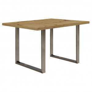 Table de repas L140 cm plateau chêne et pieds luge métal - CORSE 01