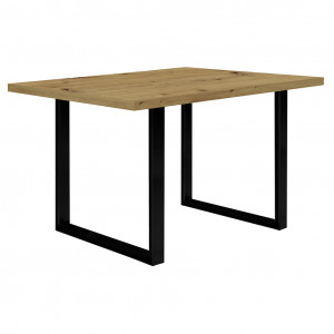 Table de repas L140 cm plateau chêne pieds luge métal noir - CORSE 02