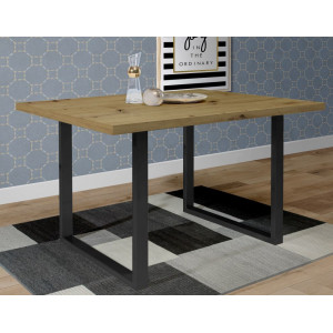 Table de repas L140 cm plateau chêne pieds luge métal noir - CORSE 02