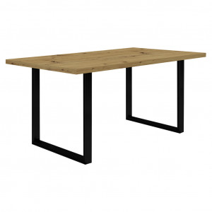 Table de repas L160 cm plateau chêne pieds luge métal noir - CORSE 02