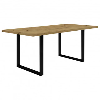 Table de repas L180 cm plateau chêne pieds luge métal noir - CORSE 02