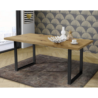 Table de repas L180 cm plateau chêne pieds luge métal noir - CORSE 02