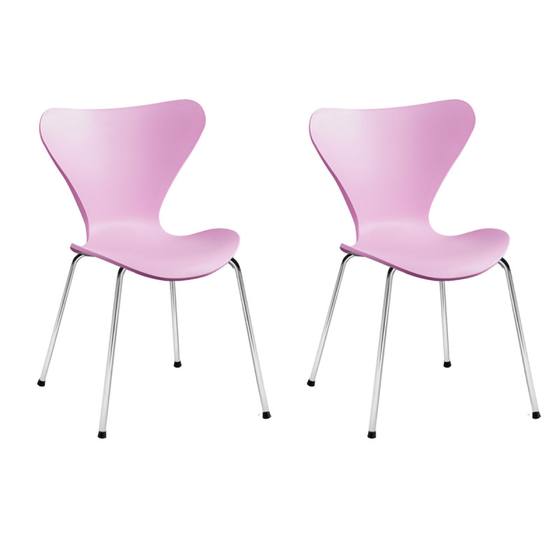 2 chaises roses empilables piétement chromé - Pop