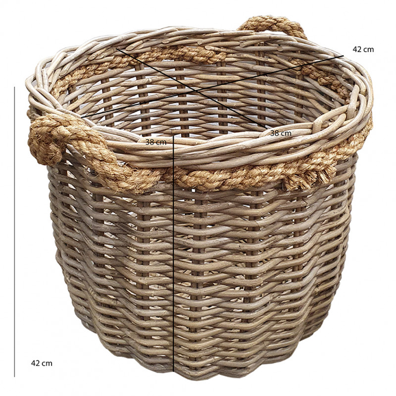 Panier rond en kubu tressé naturel - SIBU/M