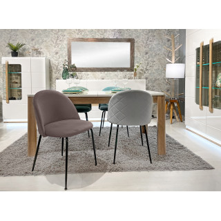 Lot 4 Chaises marron en velours et pieds métal noir - FARA