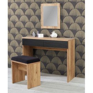 Banc décor bois clair avec rembourrage en tissu gris 48,7 cm x 45 cm x 30 cm - Rustique contemporain – ANASTASIA