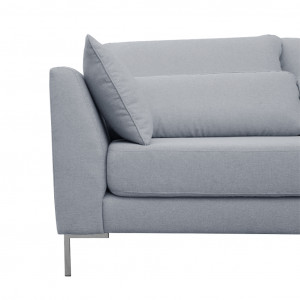 Canapé d'angle gauche tissu chiné gris et pieds métal chromé - SCAVO