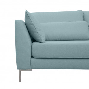 Canapé d'angle gauche tissu chiné vert de gris et pieds métal - SCAVO