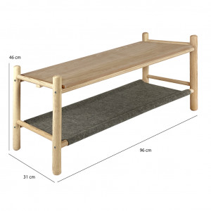 Bout de lit L.96 cm en bois de frêne et feutrine gris - AGDE 6575