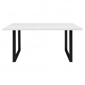 Table de repas L140 cm plateau blanc pieds luge métal noir - LOIRE 02