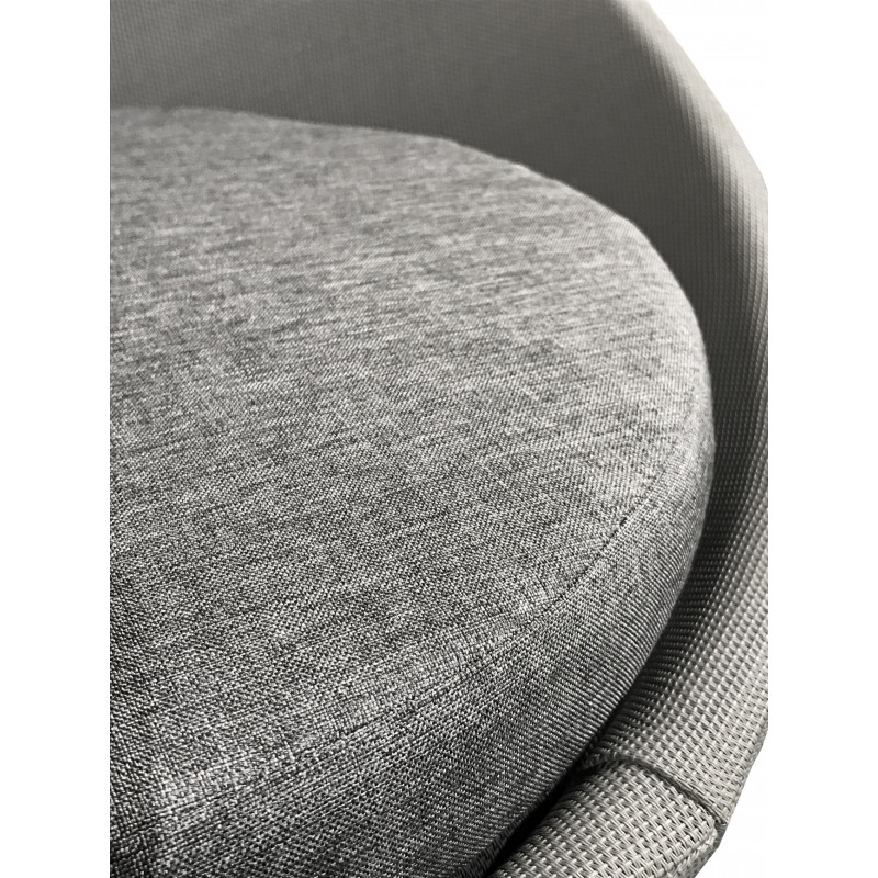 Lot de 2 fauteuils de jardin rond en aluminium gris et revêtement textilène gris avec petit coussin  - KIMI