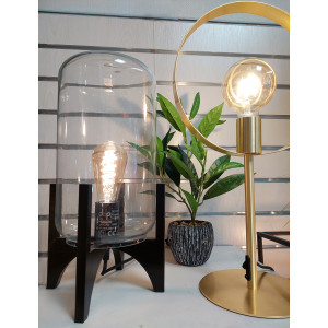 Lampe de chevet en verre et en bois noir H41cm - FUSION 4761
