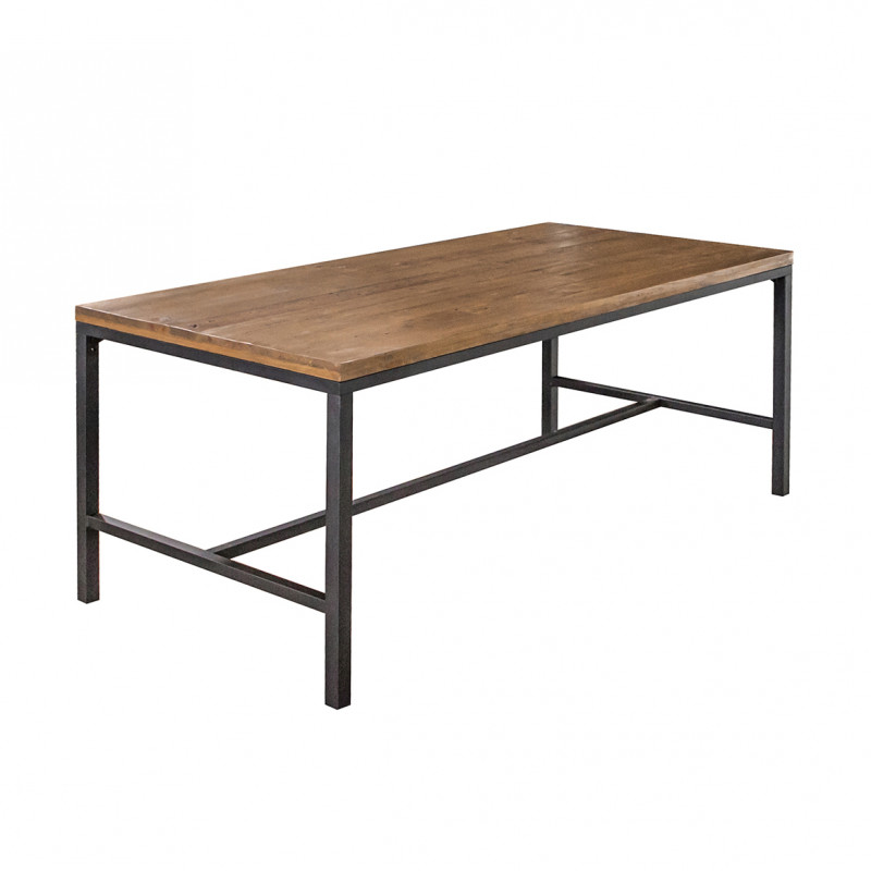 Table de repas 180 cm en bois d'acacia et pieds en métal noir - Style industriel vintage - FACTORY