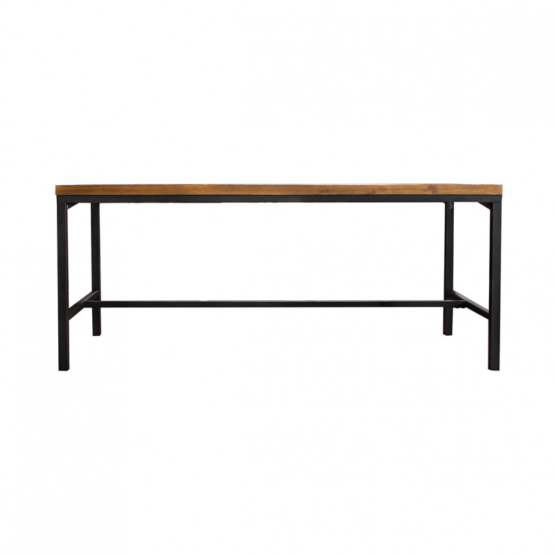 Table de repas 180 cm en bois d'acacia et pieds en métal noir - Style industriel vintage - FACTORY
