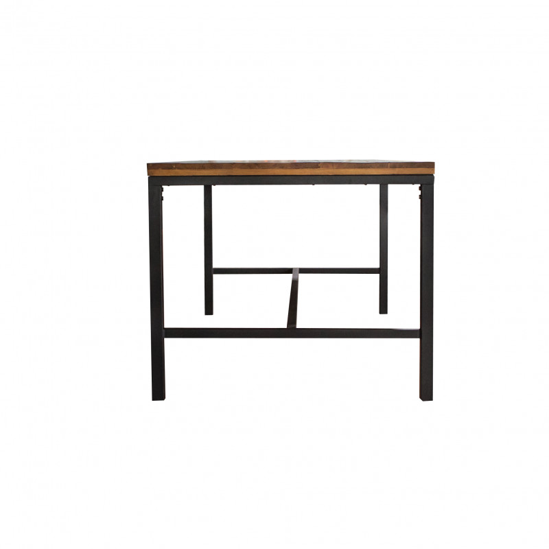 Table de repas 180 cm en bois d'acacia et pieds en métal noir - Style industriel vintage - FACTORY