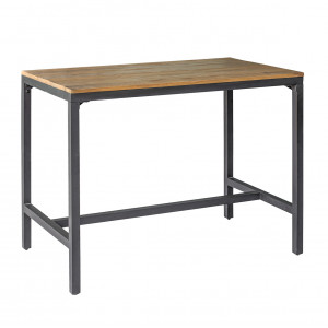 Table haute L.120 cm en bois d'acacia et pieds en métal noir - Style industriel vintage - FACTORY