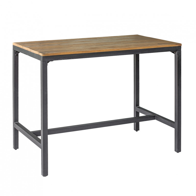 Table haute L.120 cm bois rustique métal noir - FACTORY