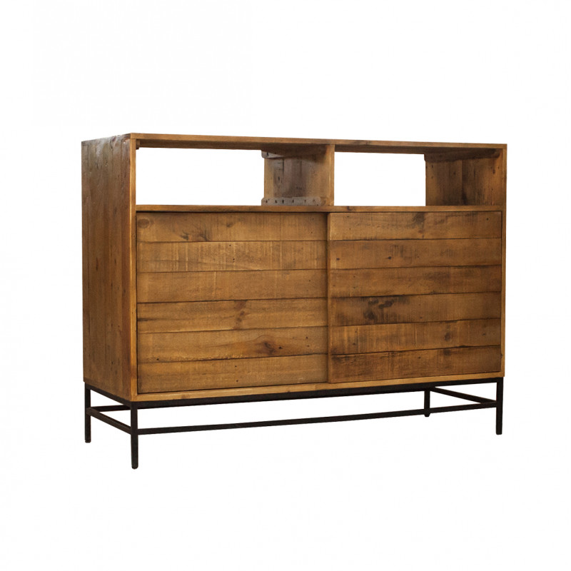 Buffet industriel bois rustique et métal noir L.140 cm - FACTORY