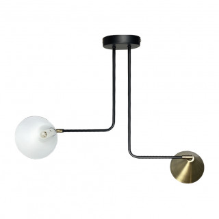Suspension asymétrique métal noir abat jours dorés orientables - BORJA 0603