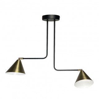 Suspension asymétrique métal noir abat jours dorés orientables - BORJA 0603