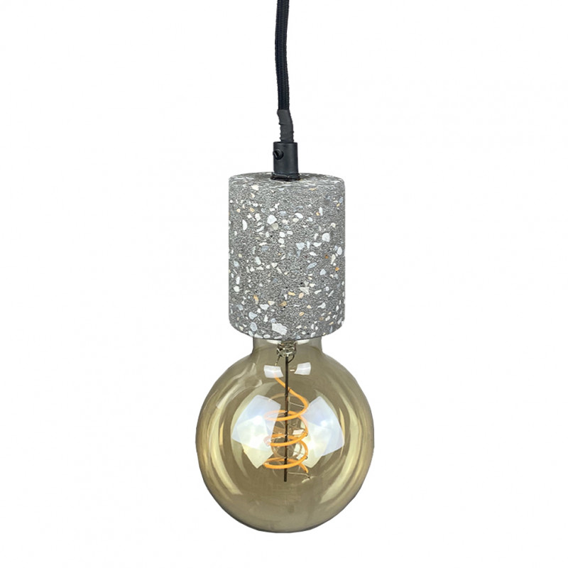 Suspension lumineuse ajustable en terrazzo ciment gris - CALO 5140