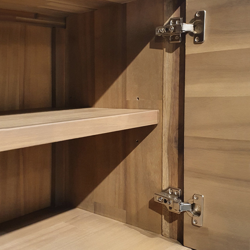 Buffet en bois d'acacia avec poignées en métal noir - KASSIA